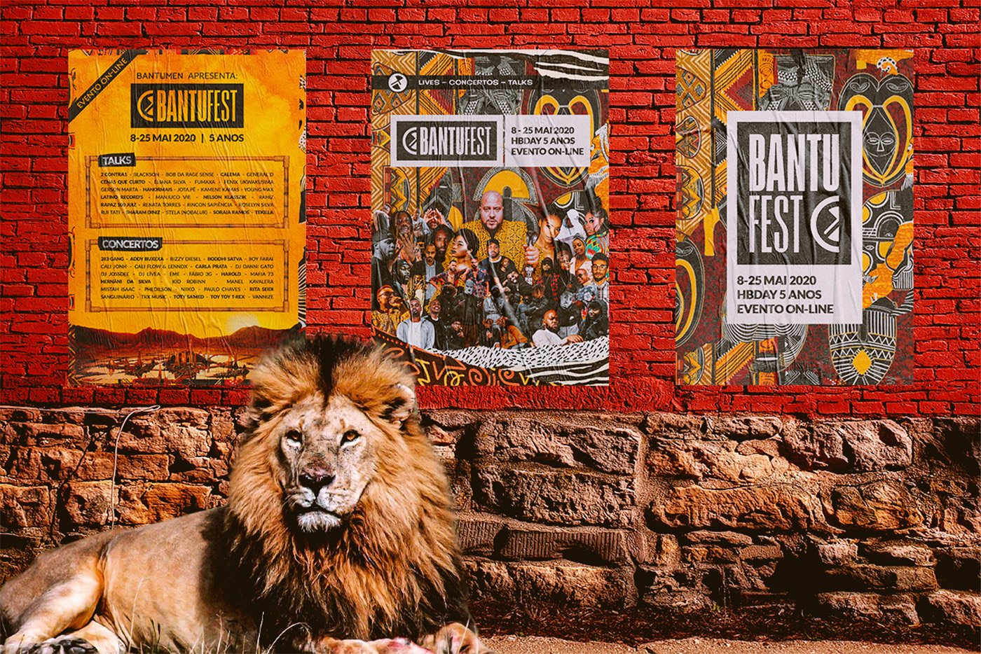 Cartaz principal do BANTUFEST com paisagem ao pôr do sol